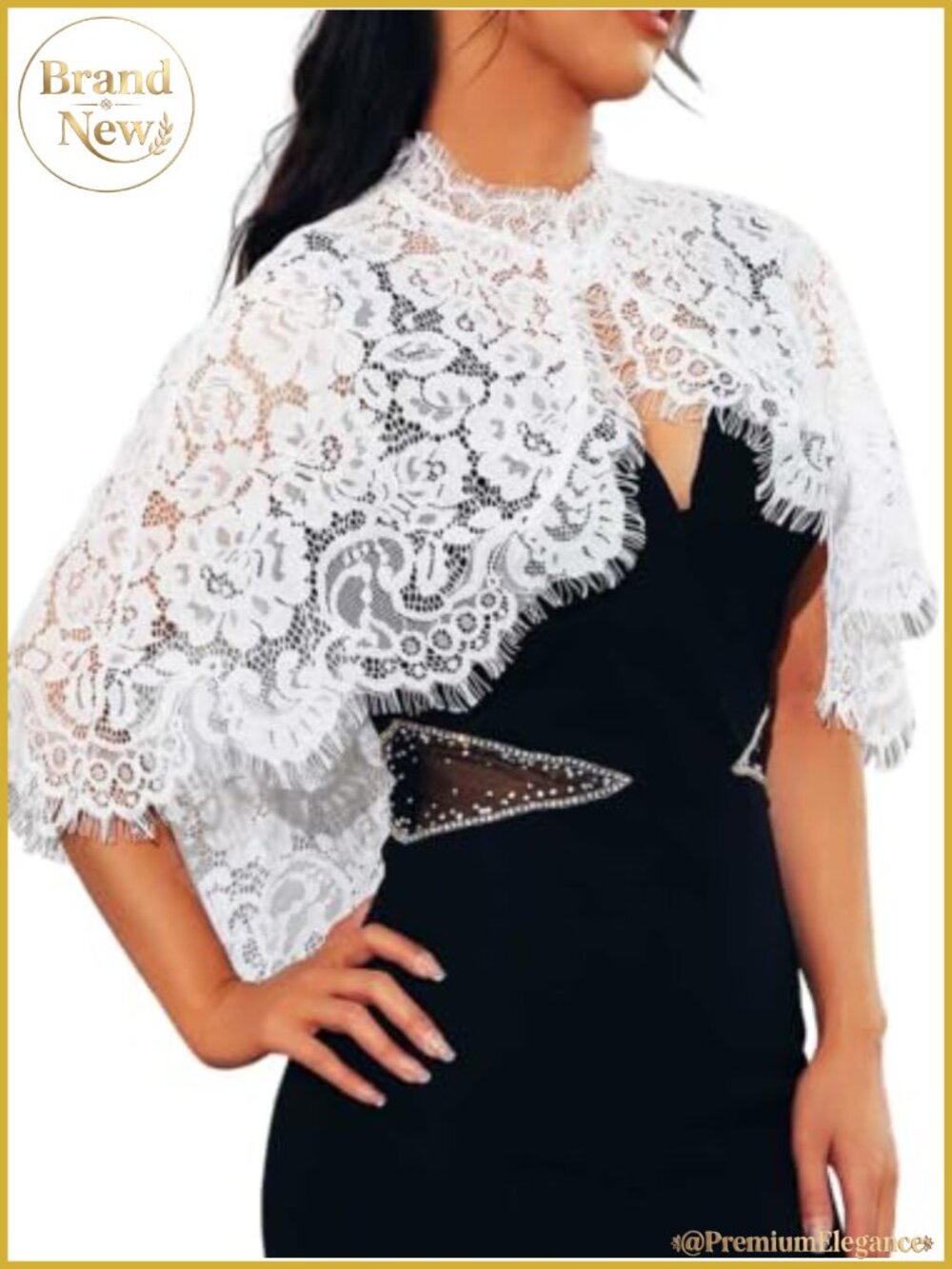 White Lace Bolero Shawl for Wedding Formal Party Bridal Capelet Wrap